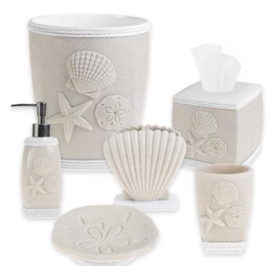 China Sustainable Sand Resin Bathroom Set 6 Piece Accessories Set White for sale