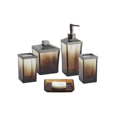 China Sustainable Cube Ombre Brown 100% Pure Luxury Resin Bathroom Set From Audit Factory for sale