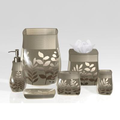 China Sustainable Luxury Antique Resin Leaf Bath Accessory Set For Hotel And Home Bathroom Accessories for sale