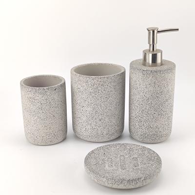 China Sustainable Concise Style Gray Rounded Concrete Terrazzo Cement Bathroom Accessories for sale