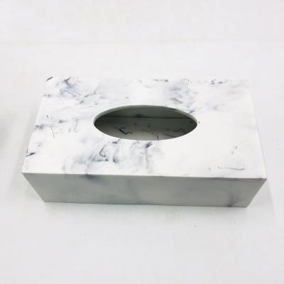 China Rectangular Modern White Matte Marble Resin Living Room Products Tissue Box for sale