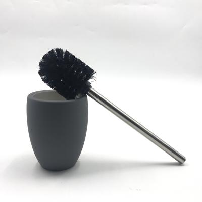 China Household Ceramic Ware Idea Set Morden Bathroom Accessories Gray Ceramic Toilet Brush Holder for sale