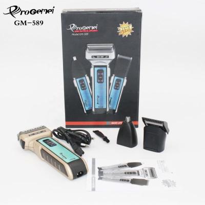 China Good Quality Car Geemy GM589 3 IN 1 Professional Cordless Rechargeable Hair Trimmer Nose Trimmer Hair Trimmer for sale