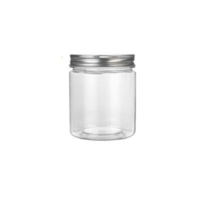 China 10oz 300ml Food Clear Jars Cosmetic Body Scrub Container Empty Pet Plastic Jars With Aluminum Lids for sale