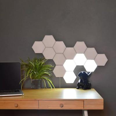 China Wholesale Living Room Wall Lamp Mounted Magnetic Honeycomb Quantum Touch White Diy Led Hexagonal Night Wall Lights for sale