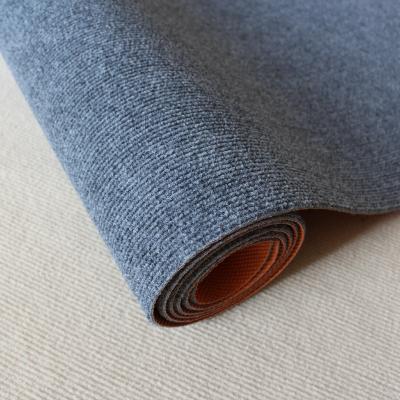 China Washable Anti Slip Tape Backing Gray Ribbed Carpet Roll For Entrance And Room for sale