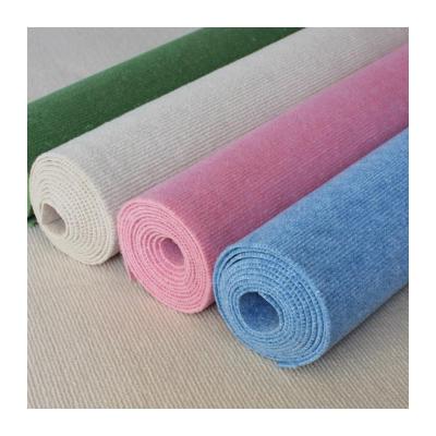 China 2x50m Washable 500GSM Needle Punched Stripe Ribbed Carpet Red Pink Black Green Blue for sale