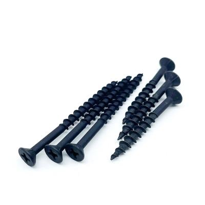 China Matte Black Hardened Coarse Wire Sharp Point Combined Square and Phillips Drive 4 Seed Under Particleboard Flat Head Screws for sale