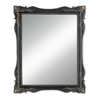 China Vintage Style High Quality Baroque Antique Mirrors For Home Decoration Black Resin Framed Wall Mirror for sale