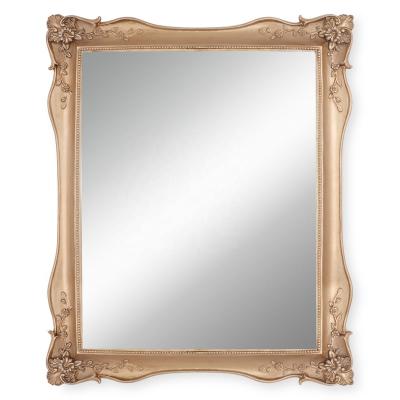 China Vintage High Quality Baroque Style Antique Bath Mirrors For Makeup Bronze Resin Framed Wall Mirror for sale