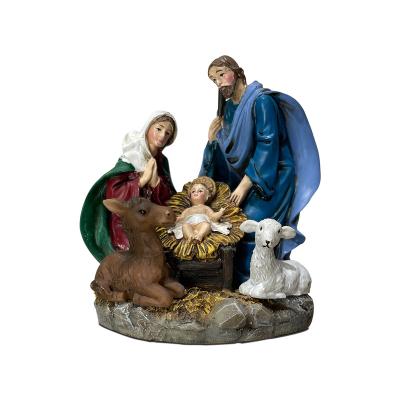 China Modern Christmas Decor Nativity of Resin Religious Figures of Jesus Statue Holy Family Sculpture for sale