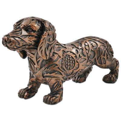 China Wholesale Home Decor Bronze Resin Dog Statue China Dachshund Figurines Animal Dogs Sculptures Desktop Decoration for sale