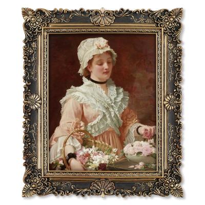 China Hot Sale Rococo Style Rococo Frame For Photo 8x10 Black Resin Wall Picture Frame Home Decor for sale