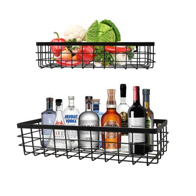 China Amazon Industrial Hot Selling 2 Pack Makeup Organizer Black Spice Rack Kitchen Wall Shelf Metal Locker for sale