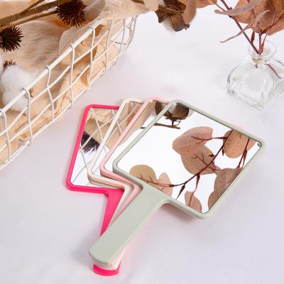 China Direct Selling Beauty Magnifying Cosmetic Mirror Small Handle Salon Square Portable Plastic Hand Held Mini Mirror for sale