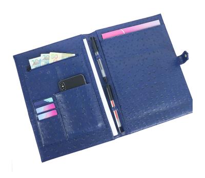 China Convenient Pebble A4 Size Leather Zipper Padfolio Conference Folder Business Folder for sale