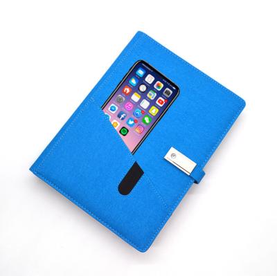 China hardcover book newcomers powerbank travel diary with wireless charger usb gift fast wireless charging notebook for sale