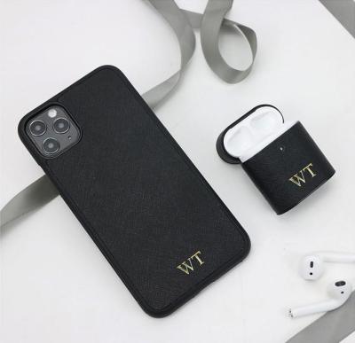 China Wholesale Leather Case Saffiano Leather For Airpod 12 Pro Simple Designers Leather Case For iPhone 11/12 for sale