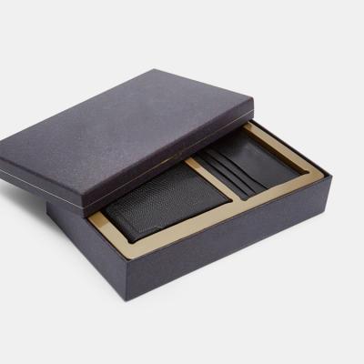 China Luxury RFID Business Organizer Gift Set Leather Wallet and Card Holder Men Gift Set for sale