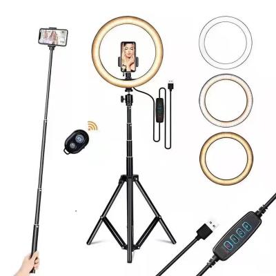 China Professional Adjustable Tempurate RGB Video Camera Selfie Photography Lighting Fill Light Tripod Stand Color Dimming LED Ring Light for sale