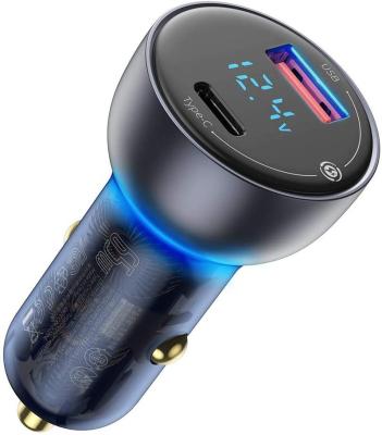 China New Design Digital Display Car Charger Palladium 65W Charging Type-C And Quick QC 3.0 30W Car USB Charger Support ChargingHot Selling Product for sale