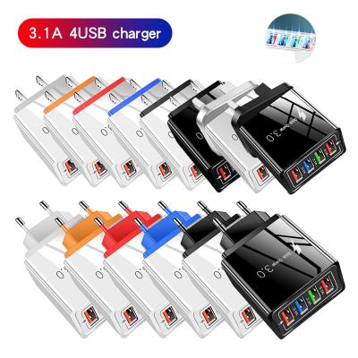 China Usb for OEM 5v 3.1A 4 Left Wall Charger Smart Multi-port Mobile Phone/Ipad/Camera/PDA/MP3 Fast Zoom Wall Charger for sale