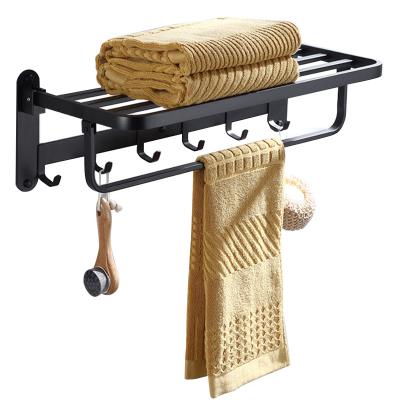 China Hot Sale Bath Heater Fittings 304 Stainless Steel Bathroom Towel Rack Wall Mounted Racks With Hooks for sale