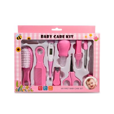 China 2023 10pcs Newborn Top Selling Health Care And Grooming Safety Baby Grooming Set Skin-friendly Kit With Thermometer for sale