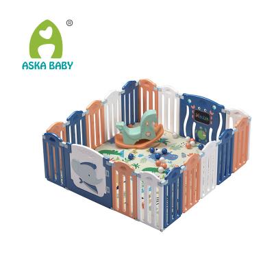 China Modern European Standard OEM Baby Kids Safety Playpen Updated Indoor Portable Plastic Foldable Baby Play Yard Fence Playpen for sale