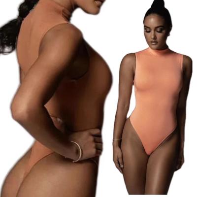 China Shapewear 2022 Sexy Double Layer Woman Yoga Summer Free Sample Poly Spandex Lingerie Bodysuit White Custom Logo Jumpsuit For Women for sale