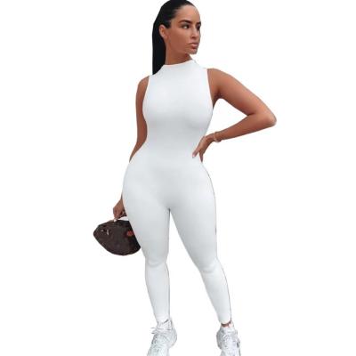 China Free sample poly color drop shipping one piece shapewear sleeveless knitted spandex leggings overalls women workout leggings for sale