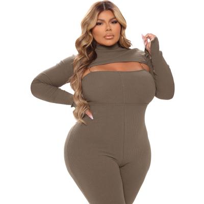 China sexy & Plus size 4xl 5xl 6xl 7xl long sleeve club jumpsuit women oversized full body nightclub brown sexy leggings leggings for sale