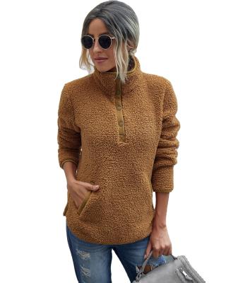 China 2020 Autumn winter women fleece breathable solid sweatshirts plus size tops pullovers lady pocket outwear women knit sweater sets for sale