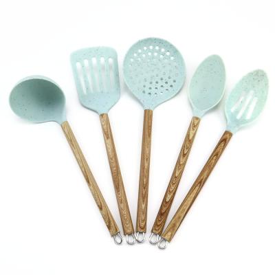 China Marble Pattern Kitchen Cookware Stocked Nylon Tool Kit With Wood Grain Handle for sale