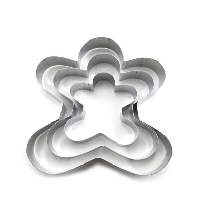 China Sustainable 3 Pack Kitchen Baking Stainless Steel Gingerbread Man Shape Cake Mousse Ring Molds Set for sale