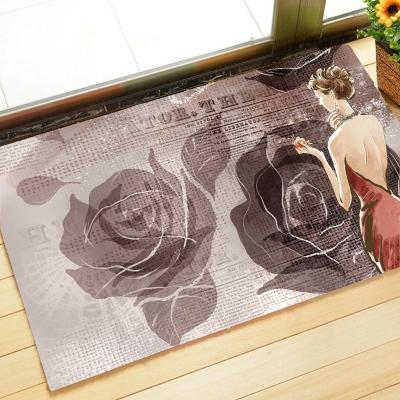 China Flower Pattern Covers Non-Slip Rubber Non-Slip Outdoor Bathroom Printed Door Mats For Home for sale