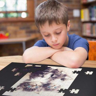 China Overlocked Edge Natural Rubber (Stitched Edge) Material Black Puzzle 120*66*0.2cm Roll Up Kids Polyester Puzzle Mats for sale