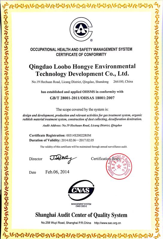 OHSAS18001 - Qingdao Loobo Environmental Protection Technology Co.,Ltd