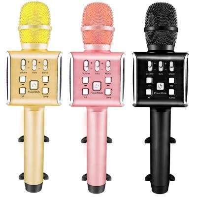 China Hot Selling Professional Conference Microphone Bluetooths Karaoke Wireless Microphone With LED Light Microphone Speaker For Kids Gift Family Singing for sale