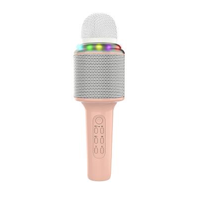 China Professional Microphone Kids Conference Karaoke Microphone Radio MIC With LED Light Audio Player With Speaker Handheld Portable for sale