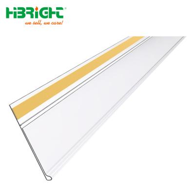 China H43mm PVC Normal Flat Clear Adhesive Supermarket Shelf Plastic Shelf Talker With H12mm Sticker Strip for sale