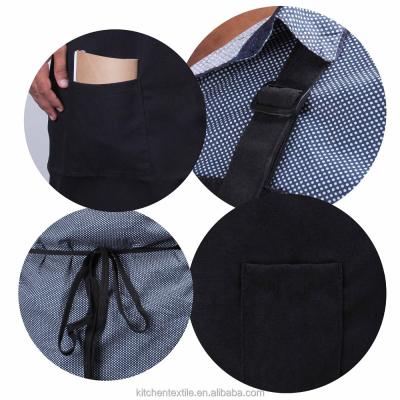 China 100% Eco-Friendly Black Bib Aprons With Pockets - Kitchen Apron - Adjustable Neck Strap - Long Ties - By Utopia Kitchen for sale