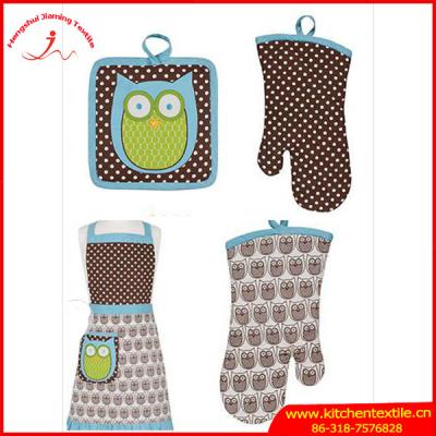 China China Factory Supplier Gift Set Eco-friendly Kitchen Set Textiles Cloth Apron/Oven Mitt/Home Pot Holder for sale