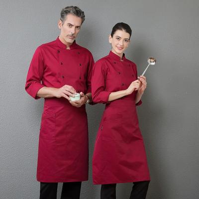 China Customized Handsome and Comfortable Customized Chef Coat Long Sleeve Restaurant Jacket Hotel Kitchen Chef Stand Collar Workwear Uniform for sale