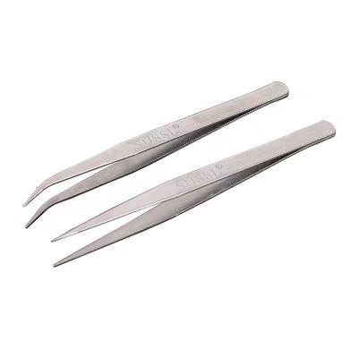 China Comfortable wholesale good quality handle stainless steel multifunctional tweezers eyelash tweezers for sale