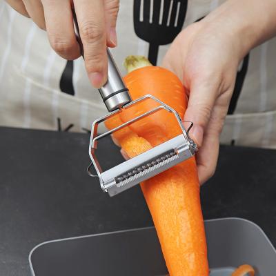 China Sustainable Vegetable Peeler Stainless Steel 2 in 1 Julienne Vegetable Peeler Perfect for Carrot Potato Cucumber Gadget for sale