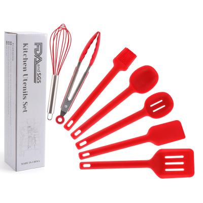 China Disposable NEW 7 Piece Cake Baking Spatula and Brush Set Heat Resistant Cooking Silicone Offset Kitchen Spatula Set for sale