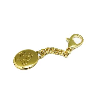 China Custom Metal Bag Hardware Handbag Chain Label Logo Tag With Chain Brand for sale