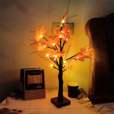 China String Light Led Simulation Maple Tree Lamp Halloween Thanksgiving Decoration Small Table Lantern Creative Layout Battery Small Room Lamp for sale