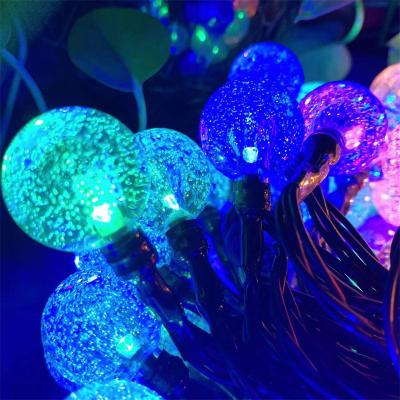 China String String Lights LED Bubble Ball Lantern Light Solar Border Outdoor Christmas Day Garden Decoration for sale